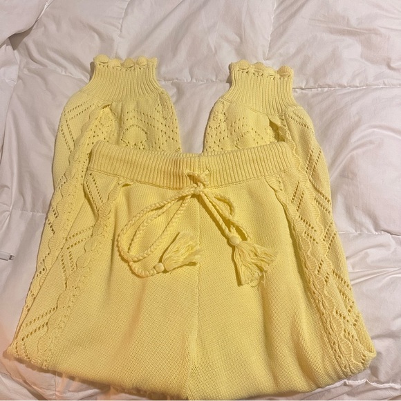 LoveShackFancy Nyla Knit Jogger in Lemon Drop - Picture 4 of 5